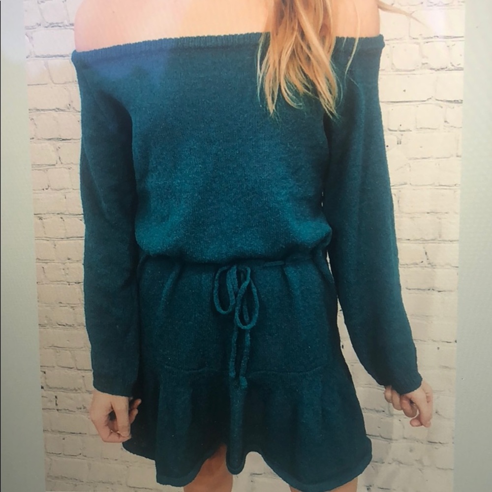 Off shoulder blue dress
